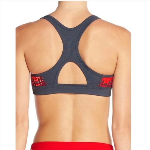 Zella Heartbeat Red Blaze Run Geo Print Sports Workout Activewear Bra Size Small - Picture 2 of 8